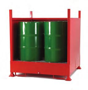 In case of leakage, sumps designed to hold more than the contents of the drum.