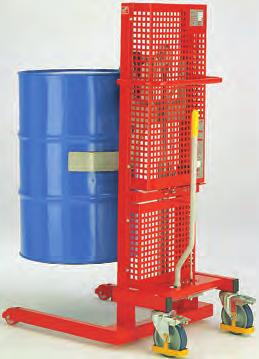 Castors fitted with toe guards and total stop brakes as standard. The front of the straddle legs are fitted with polyurethane rollers. Finish: Main frame and masts in orange powder coating.