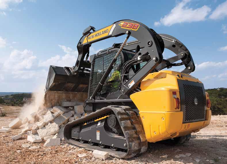 THE TRACK LOADERS MASTERS OF SLIPPERY TERRAINS Our dozer-style undercarriage is engineered to hold fast on steep slopes and take command of muddy or sandy terrain.