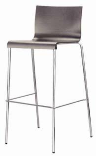 Kuadra Design: Archirivolto Chair legs / frame: round Chrome 1336 / Kuadra bar stool - veneered 1332 Round legs 1336 - seat height 77 cm (chair height 103 cm) 1332 - seat height 65 cm (chair height