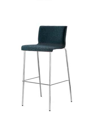 Stacks 4 1336F / 1332F Kuadra bar stool - upholstered in regenerated leather Round legs 1336F - seat height 77 cm (chair height 91 cm) 1332F - seat height 65 cm (chair height 76 cm) - Black, F11 -