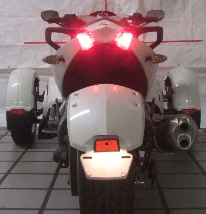 Figure 30. Motorcycle Stimulus Vehicle (2012 Can-Am Spyder RS) Rear 6.3.3 Modified Illuminance Measurement Scheme Illuminance was measured using the same equipment as was used in the first phase.