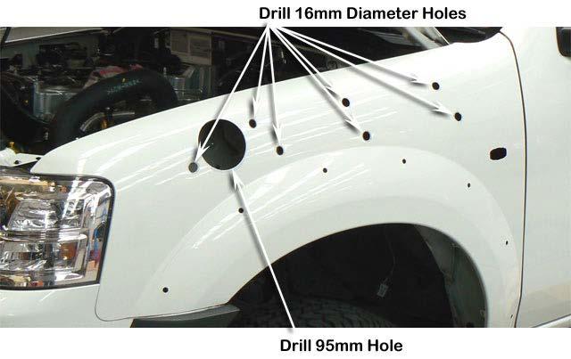 positions, then remove the template. 5 Drill a pilot hole for each marked hole position.
