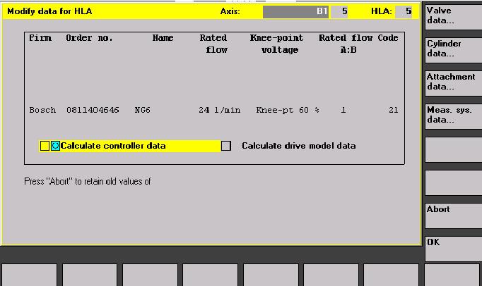 2.99 1.3 3 Start-up 3.8 Modifying data 3.8 Modifying data Changing valve data The following menu display appears when you press the Change valve data.