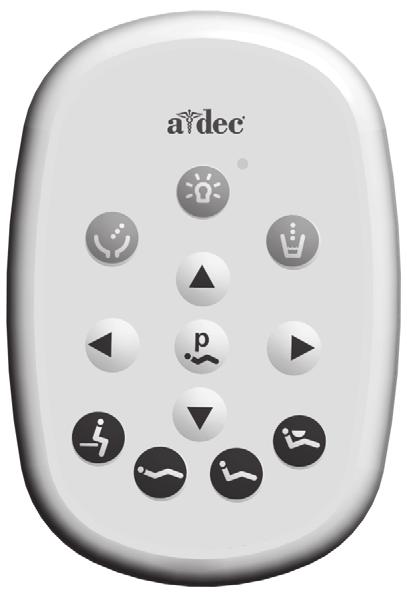 Touchpad Setting Adjustments A-dec touchpads control multiple chair and delivery system functions: Standard Touchpad: Chair, light, and cuspidor controls.