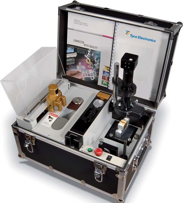 Portable Micrograph Laboratory for Crimp Terminal Systems Features Compact, easy to operate Optional electrolyte Etching module Easy fixation station for sample holder Secure mechanism for Optic