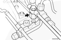 Place the end of the fuel injector drain line fuel return flow hose in a graduated cylinder, Part Number 3823705, and collect return flow. High Mount Fuel Drain Manifold with One Banjo Fitting 6.