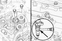 NOTE: The injector hold-down is removable on some injectors. Lubricate the injector o-ring with clean engine oil.