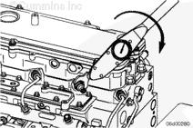 Wire terminals could break off if they are used to push on the injector. Install the injector hold-down and injector hold-down capscrews, but do not tighten.