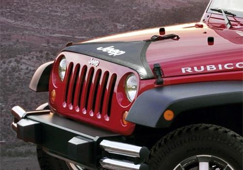lack, T-style, matches top and tire covers, with Jeep logo. Covers just the hood, photo is of full front end cover which includes a T hood cover.