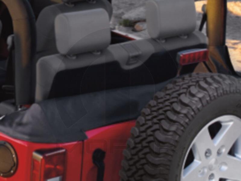 Tonneau cover fits over the rear of your Jeep and attaches to the windscreen (if installed). Keeps the rear of your vehicle looking clean and organized, wihile keeping cargo out of sight.