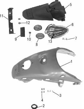 REAR FENDER 1 RT50-432 883099142567 REAR COVER 1 1 2 RT50-433 883099142574 SWITCH COVER 1 1 3 RT50-434 883099142581 SCREW ST4.8 16 4 4 4 RT50-435 883099142598 CLIP ST4.