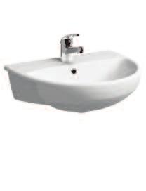 100 round 550mm Semi-Recessed Washbasin 260 185 166 E14661WH E14662WH Semi-recessed washbasin 550 x 440mm, 1 tap hole