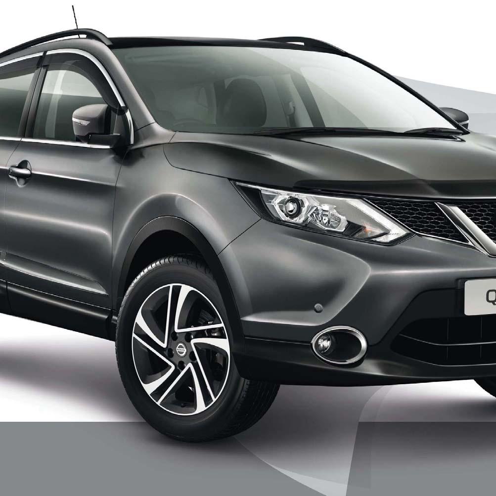 PROTECTION Protect your QASHQAI from the rough and tumble of road life with a full set of wind defl ectors, auto-folding mirrors and body