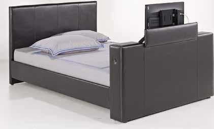 This fashionable, brown faux leather bed accommodates up to a maximum 32 flat screen TV with space below to house Digital Boxes or a