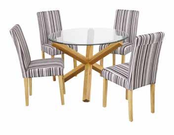Dining Table - round table with Solid Oak legs Tempered glass