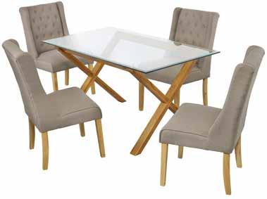 3 table sizes, 4 chair colours with coordinating Walnut