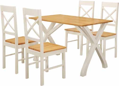 solid seat chairs. Butterfly Cost effective, space saving dining set in a Beech effect with white colour metal frame.