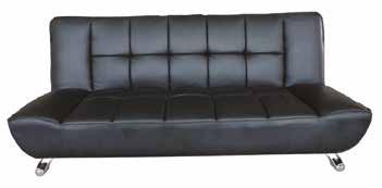 uk Vogue A contemporary, sofa bed, available in grey fabric, black, white or brown faux leather, with curved chrome