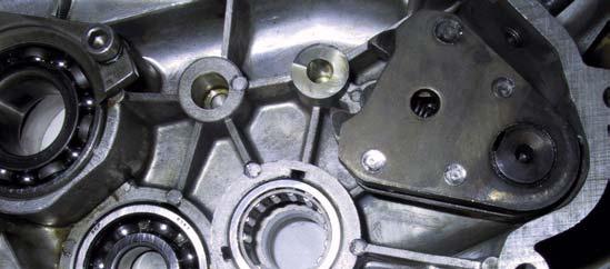 Fig.13 The bearing on the output shaft (extreme left on the picture) seen from within the back lid of the gearbox.