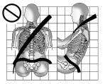 2-14 Seats and Restraints Q: What is wrong with this? { WARNING You can be seriously hurt if your shoulder belt is too loose. In a crash, you would move forward too much, which could increase injury.