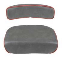 Seat Cushion for Combines BR204 MFCC12 Complete backrest assembly. Gray vinyl with red trim, 2" foam with holes and wing nuts for easy mounting and height adjustment.