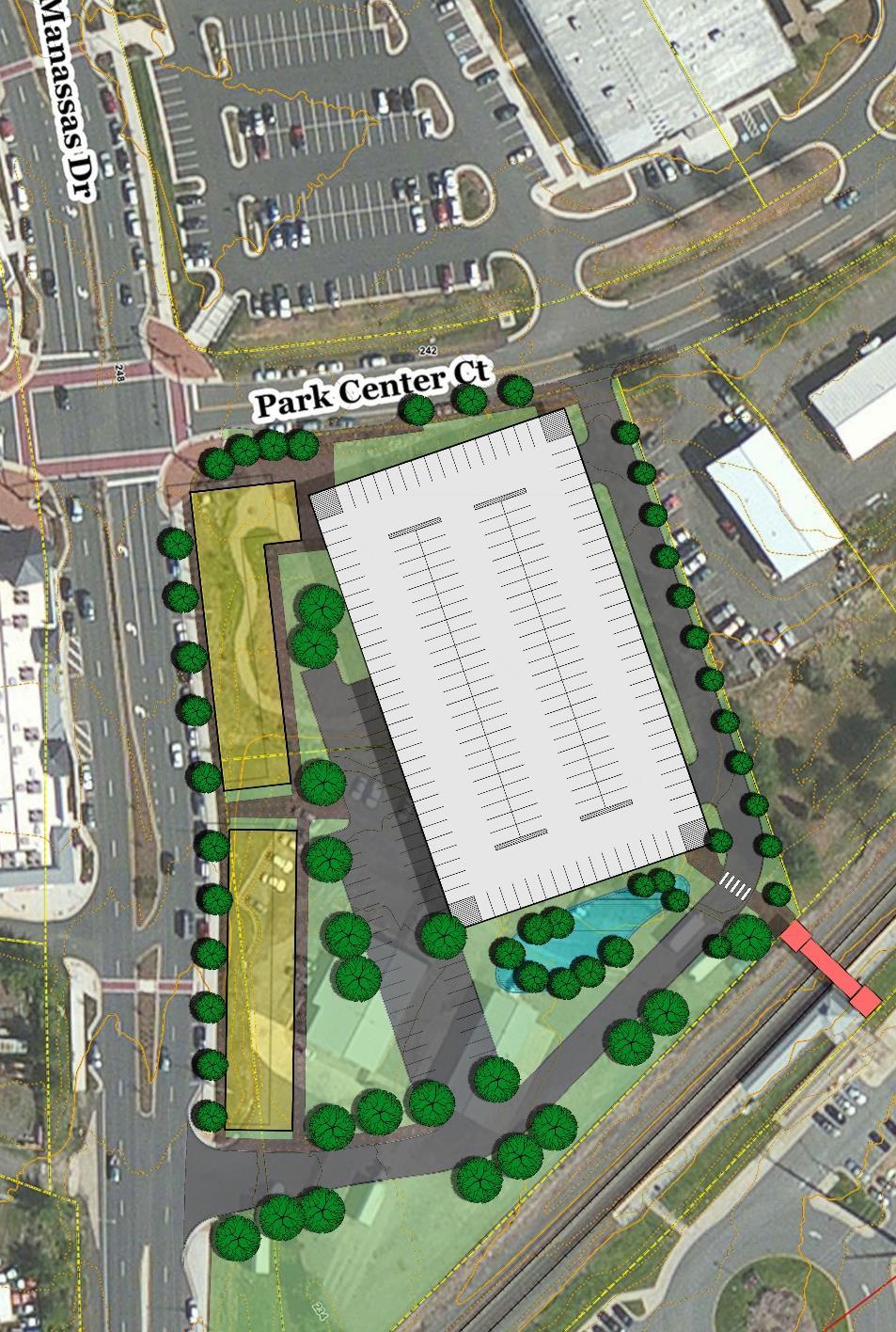3A MILLICENT & DRIVING SCHOOL SITE 185 spaces per level 300 feet from platform on average PROS Short walk to platform 3 levels of parking Location supports shared use of spaces Retail on Manassas
