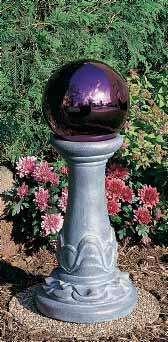 7732GP LEAF PURPLE GAZING GLOBE ENSEMBLE 2 PC., H. 29 in (74 cm) No. GP7731 Purple Gazing Globe Dia. 10 in (25 cm) No. 7732 Leaf Pedestal H. 21 in (53 cm), Dia.