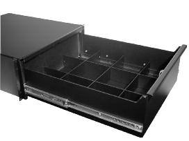Lockable Storage Drawer is available for 19 W or 23 W racks and cabinets.