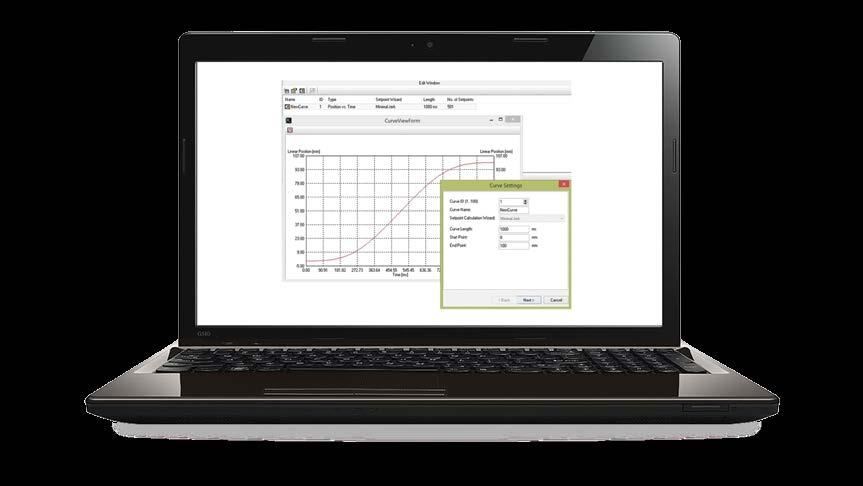 LinMot Talk and LinMot Designer Correctly size and monitor your linear motors Complete control in configuration and operating modes A linear drive application starts with the correct sizing of the