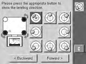 3 Tap «Forward >». 4 Turn the leveling foot all the way up, in the direction of the red arrow. 5 Tap «Forward >».