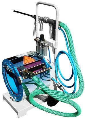 Light-weight portable design. Lance control system cleans at high pressure during retraction.