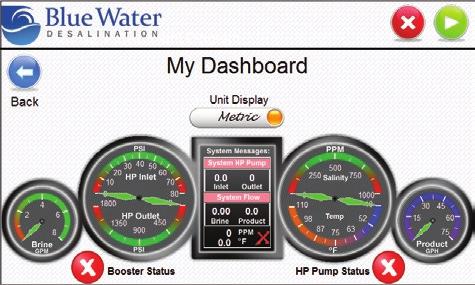 The system s proprietary software constantly monitors and adjusts the system to compensate for changes in water temperature and salinity to ensure maximum production and product water quality.