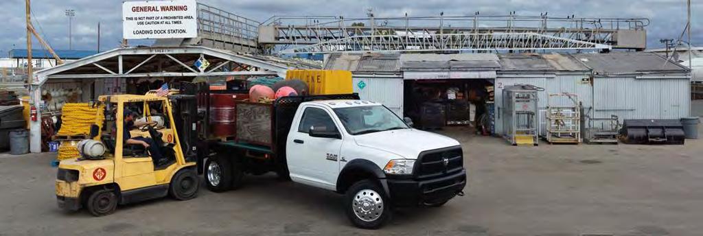Ram 4500 Tradesman with aftermarket Stake Body upfit and optional wheels shown in Bright White. Properly secure all cargo. Ongoing developments at Cummins vastly improve performance.