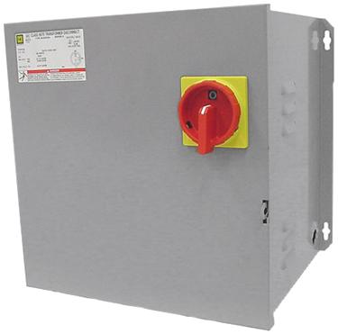 NEMA 1 Transformer Disconnects Standard NEMA 1 Offering (G4) Voltage 480 to 120 (D9) 5000 VA G4 Square D disconnect switch (V3) 45 A, 600 V, 100,000 AIC rating when protected with Class CC fuses Fuse