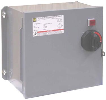 NEMA 1 Transformer Disconnects New Compact NEMA 1 Offering (G3) Voltage 240 x 480 to 120 (D1) 750 3000 VA G3 Square D disconnect switch (V3) 45 A, 600 V, 100,000 AIC rating when protected with Class