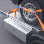 Tyre Rack - Straight Bar (see opposite) Mounted to the front of the trailer this adjustable rack can accommodate a set of wheels / tyres ranging from 500mm to 650mm in diameter.