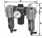 AirCare Air Preparation Systems Modular Air Line Combination Units Filter-Regulator with Gauge-Lubricator No. Max.