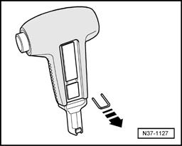 Installing If the handle is replaced, do not remove the assembly aid from the new handle under any circumstances!