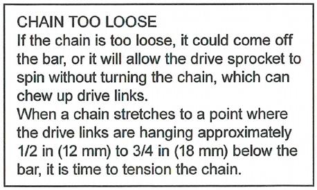 If you cannot easily pull by hand, the chain is too tight and needs to be