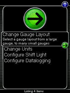 Change Monitor Select the monitor to show in the selected gauge Note: While in the Change Monitor list, you can press [UP] to find a Sort Monitors option.