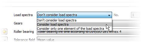 2 Further Calculations 2.1 Calculations with Load Spectra If load spectra which were defined in Forces elements (e.g. Cylindrical gear in Fig. 2.1-2) shall be considered for the calculation activate them via the drop-down list for Load spectra (see Fig.