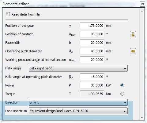 Example for a load spectrum of Forces Element Cylindrical Gear. Add a load spectrum entry to the database by following these steps: 1. Open the database tool via Extras -> Data base tool. 2.