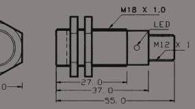 PM18 M18 Tubular Type Outline Dimension Polymid Housing INDUCTIVE PROXIMITY SENSOR Model PM18-05N-S PM18-05NB-S PM18-05P-S PM18-05PB-S