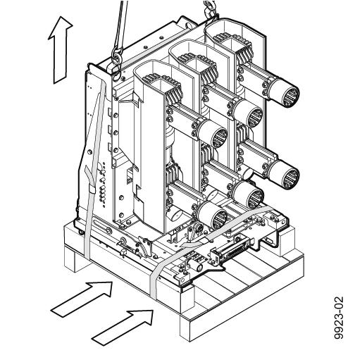 Send it back in its original transport unit (see Reusing the transport unit, page 8). Note Carrying straps may scrape along the vacuum circuit-breaker module and damage it.