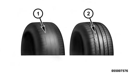 274 STARTING AND OPERATING Tread Wear Indicators Tread wear indicators are in the original equipment tires to help you in determining when your tires should be replaced.