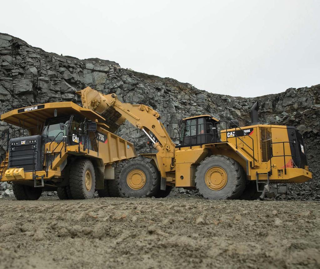 988K XE Wheel Loader Engine Operating Specifications Engine Model Cat C18 ACERT Rated Payload Standard (face material) 11.3 tonnes 12.5 tons Emissions U.S. EPA Tier 4 Final/ Rated Payload Standard (loose material) 14.
