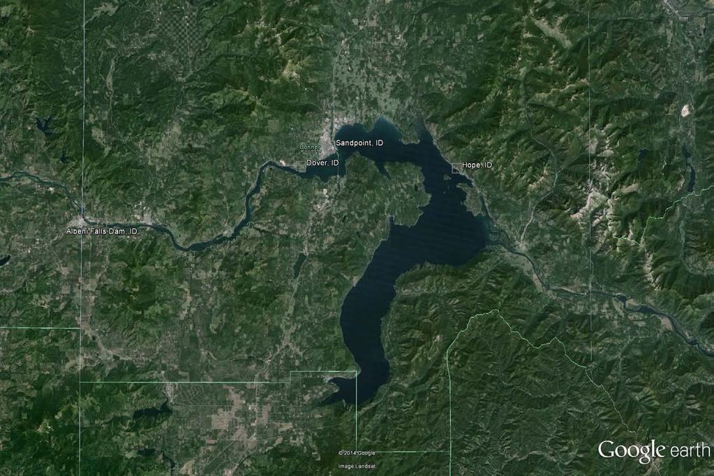 Lake Pend Oreille Dover location of transition from Lake to River.
