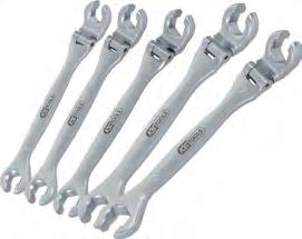 0 200 CHROMEplus open double ring spanner set, with flexible joint 6 point Ring head 15 offset Opening 15 cranked With flexible head Chrome plated and mirror polished 518.0332 8x9 8.5 14.
