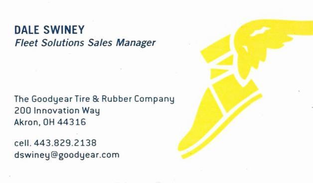 The pricing is locked for products listed below ONLY. Any additions / needs / requirements must be directed to Dale Swiney of the Goodyear Tire & Rubber Co.